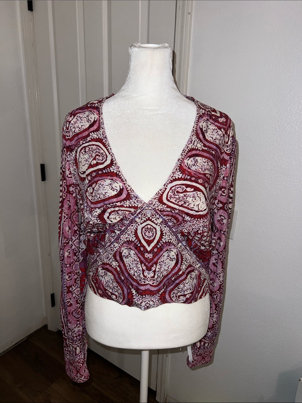 Free People Wild and Free Paisley Cropped Blouse Medium